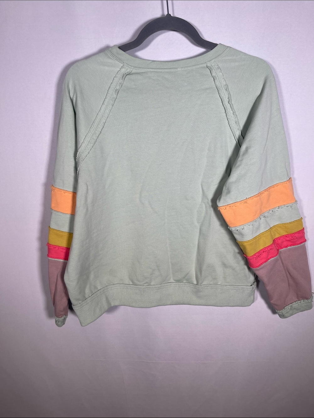 EASEL WOMENS BOUTIQUE GREEN BLOUSE MULTICOLOR STRIPE SLEEVES SMALL - Picture 5 of 5